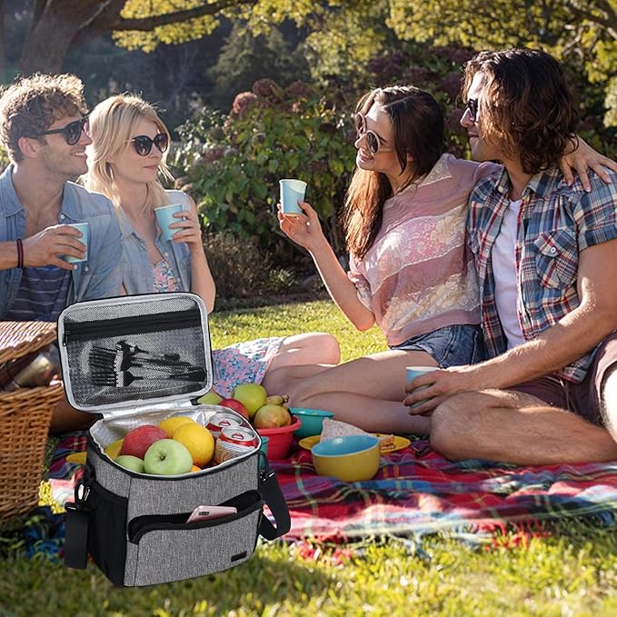 Gloppie Lunch Box for Men Women Insulated Lunch Bag Reusable Lunch Cooler Bag, Grey