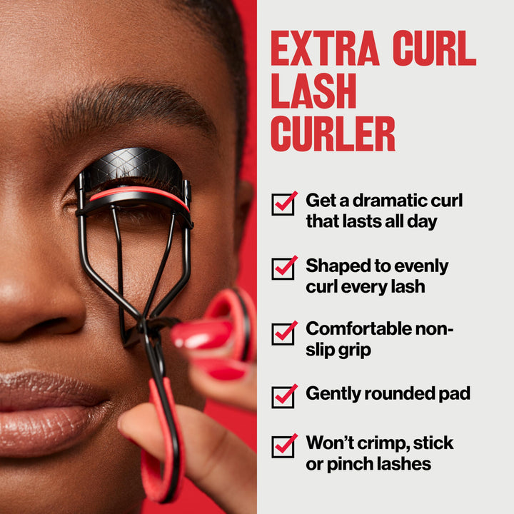 Revlon Extra Curl Lash Curler, Gives an All Day Dramatic Eyelash Look, with Non-Slip Finger Grips, Easy to Use, 1 Count