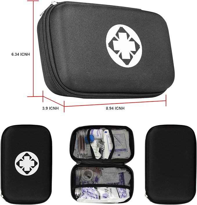274PCS Travel First Aid Kit Supplies for Business, Black First Aid Backpacking Essentials Items Trauma Emergency Kit for Outdoor Trips Monoki