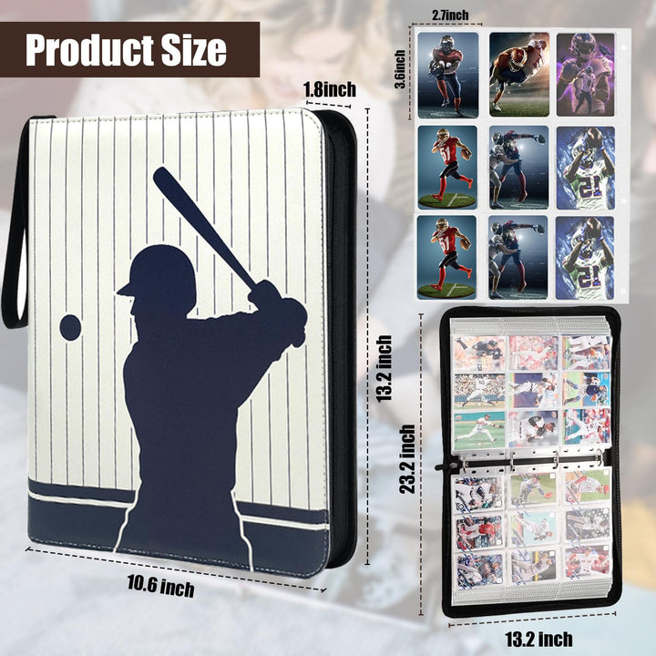 Zxojd Card Binder 720 Pockets, Trading Card Binder with Sleeves, Baseball Card Binder, Trading Card Albums Sports Card Binder Collectible Fits 720 Cards with 40 Removable Sleeves (Blue)