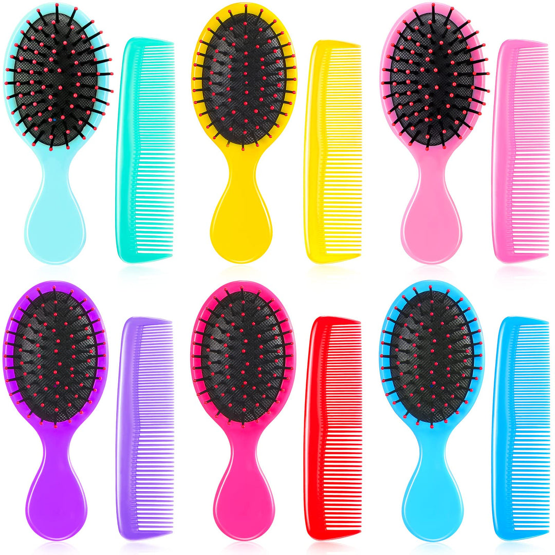 12 Pack Wet Small Hair Brush Hair Combs Set, 6 Detangler Mini Hair Brush Detangling Travel Hair Brush 6 Plastic Fine Wide Hair C