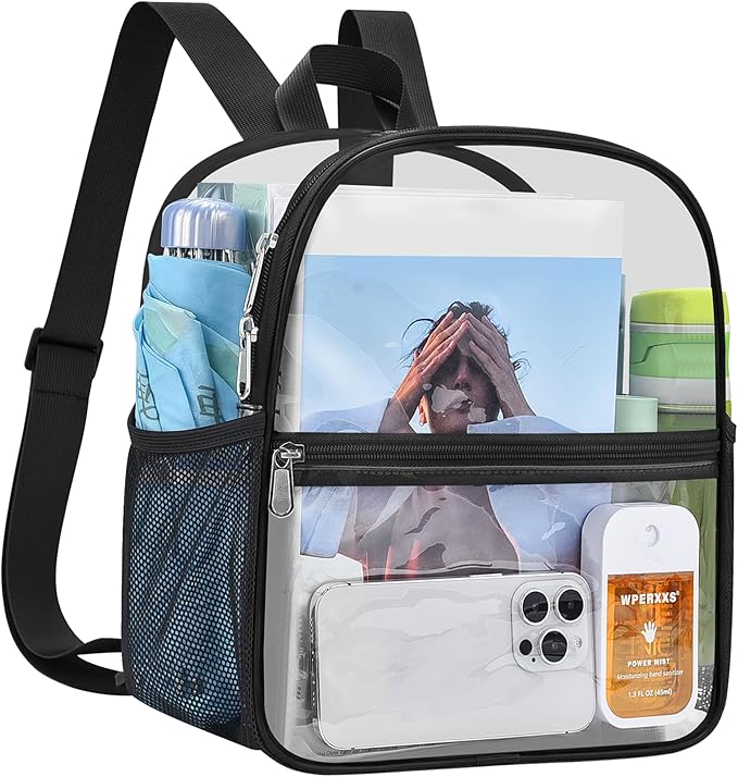 USPECLARE Clear Backpack Stadium Approved 12X11x6, Waterproof Clear Bag Stadium Backpack for Concert Work Sport Event