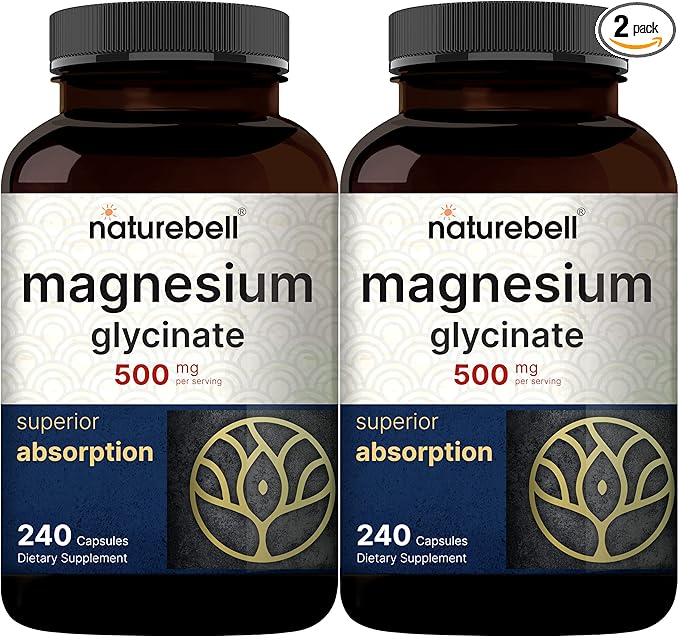 2 Pack Magnesium Glycinate 500mg, 480 Capsules – 100% Chelated for Max Absorption – Bioavailable Mineral Supplement for Muscle, Joint, Enzyme, & Heart Health