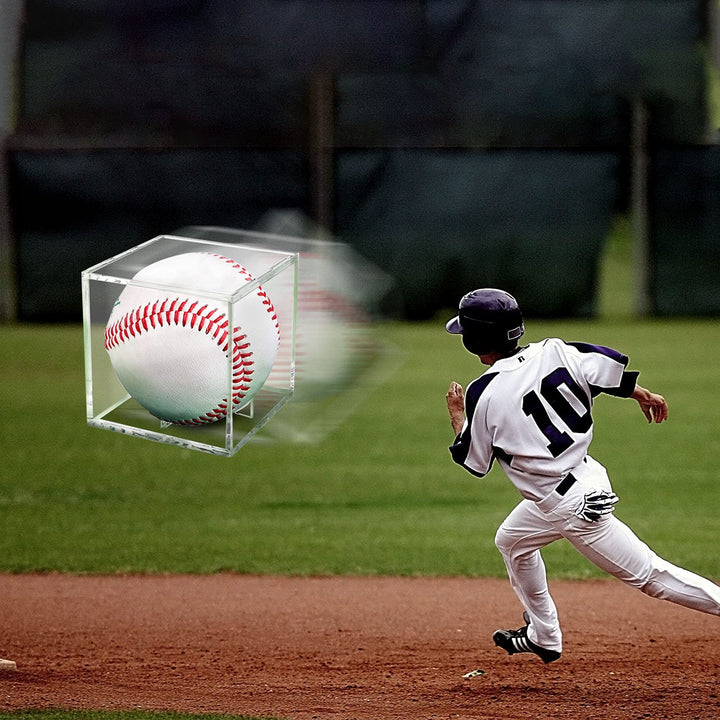 2 Pack Baseball Display Case UV Protected Acrylic Clear Baseball Holder Square Cube Ball Protector Memorabilia Autograph Display Box for Official Size Baseball