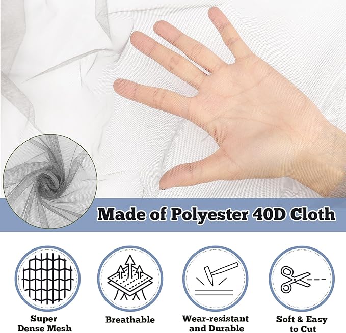 Mosquito Netting 39x10Ft Garden Mesh Netting, Fly Bird Net Barrier Hunting Blind Plant Protecting Net, 3x12m Gray