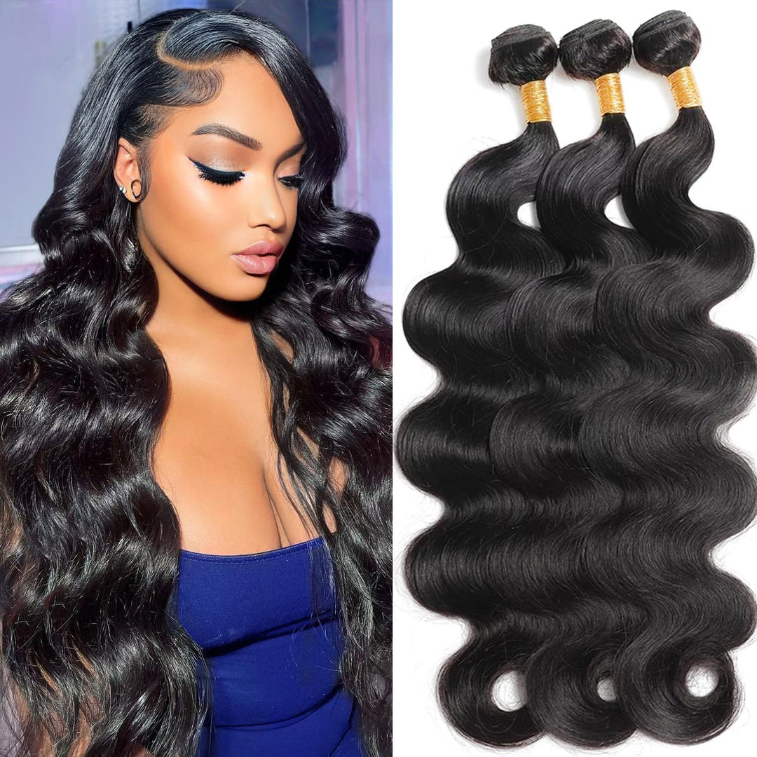 Hswpawk Human Hair Bundles 20 22 24 Inch Body Wave 3 Bundles Human Hair 12A Grade 100% Unprocessed Brazilian Virgin Hair Bundles