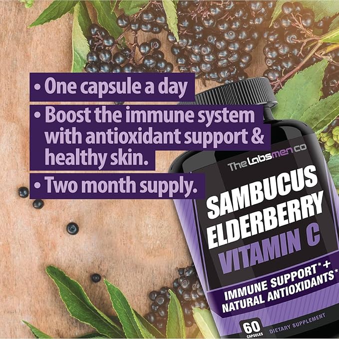 Sambucus Elderberry Immune Support Supplement/Daily Immune Boosters for Adults, Season Change w/Elderberry Vitamin C & Zinc Support Respiratory Health & Increase Antioxidant, 2-Mons