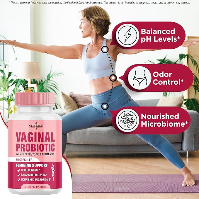 NEW AGE Vaginal Probiotics for Women with Prebiotics, Cranberry Extract, and a Lactobacillus Probiotic Blend, Supports Healthy pH Balance, Odor Control, Vaginal Flora - 120 Capsules