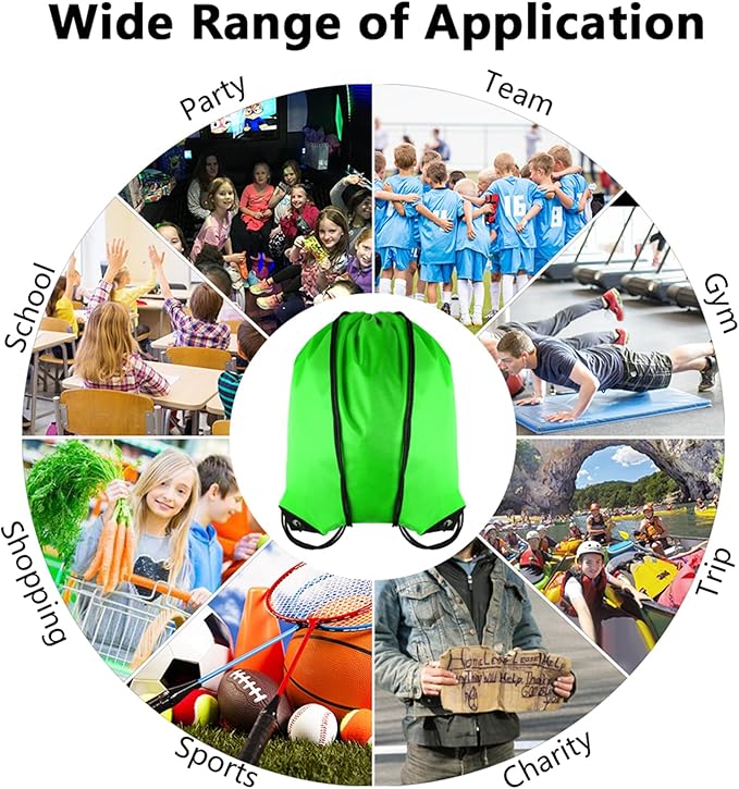 GoodtoU Drawstring Bags, Drawstring Backpack Nylon Backpack Draw String Bags Pack Bulk Cinch Sack Drawstring Gym Bag Drawstring Backpack for Sport, Traveling, Team (Green, 80Pcs)