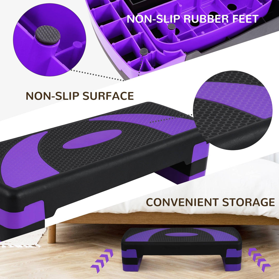 BalanceFrom 31-Inch Lightweight Portable Adjustable Height Workout Aerobic Stepper Step Platform Trainer, Black/Purple
