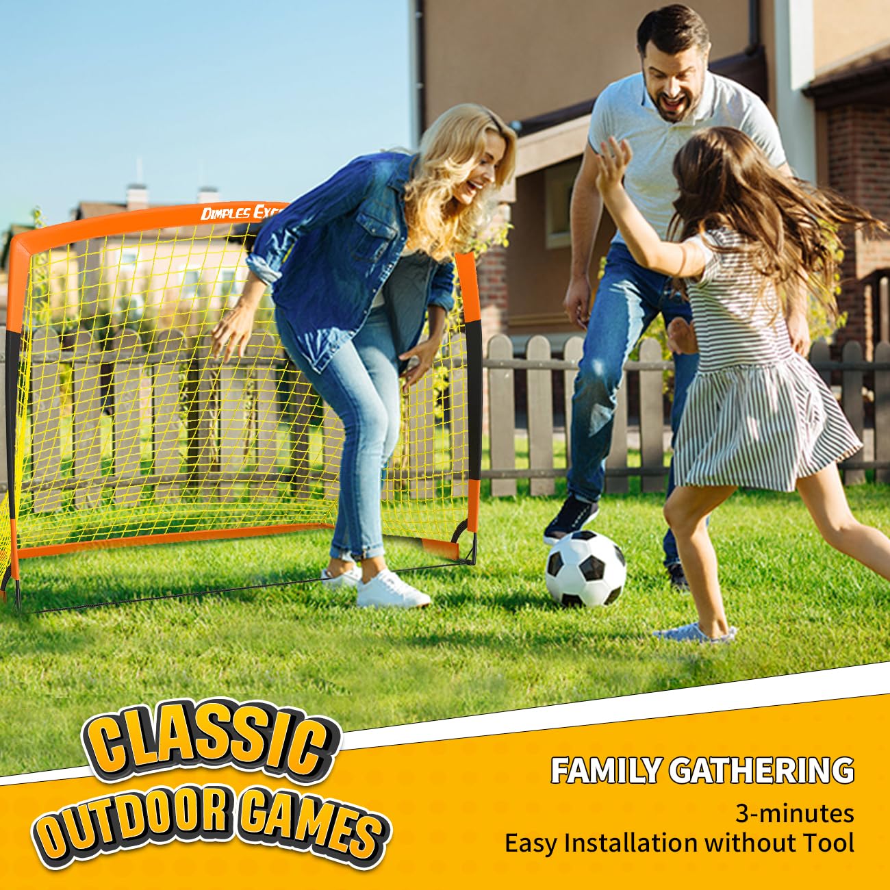 Dimples Excel Soccer Goal 100008, Orange Black, 4x3 FT, Portable & Durable for Backyard Skills Practice, Kids 6+, Soccer