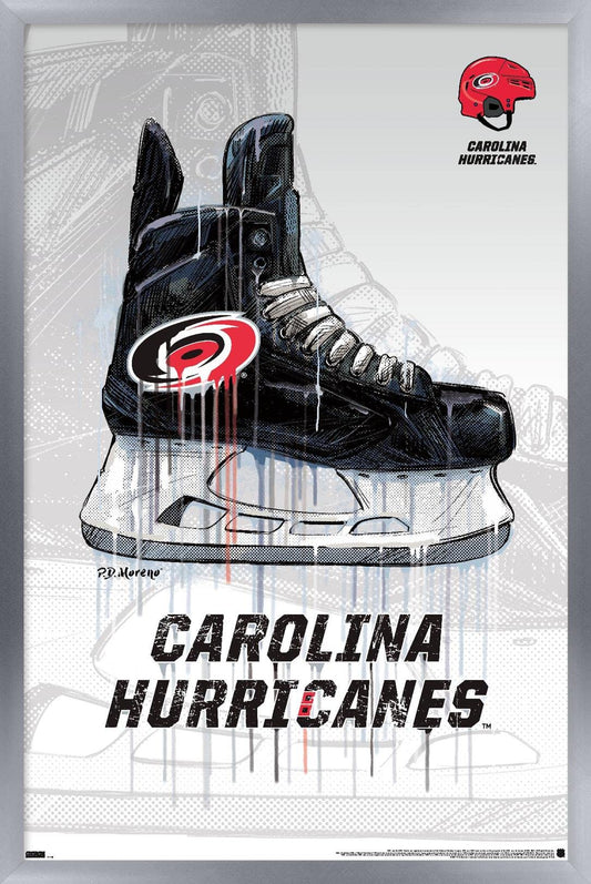 Trends International NHL Carolina Hurricanes - Drip Skate 21 Wall Poster, 14.725" x 22.375", Silver Framed Version
