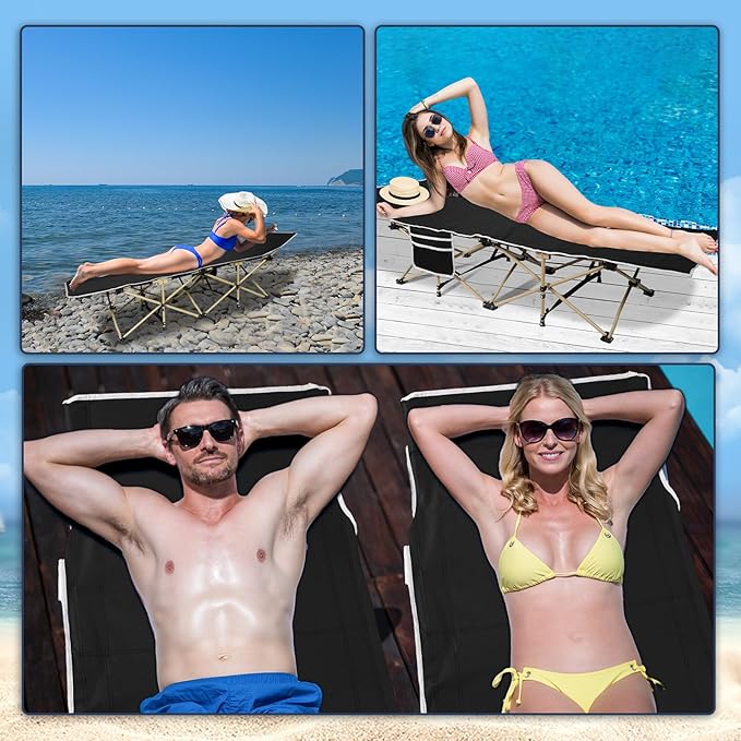 Wenqik 2 Pack 450lbs Max Load Camping Cot for Adults with Carry Bag Portable Folding Outdoor Sleeping Cot Heavy Duty Bed for Traveling Camp Military Office Nap Beach Home Lounging