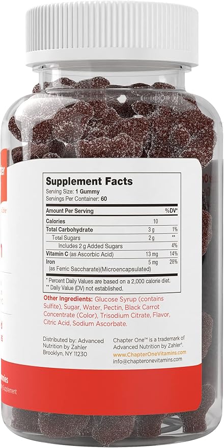 Zahler Iron Gummies with Vitamin C - for Women, Men & Kids - Best Chewable Easy to Digest Kosher Iron Supplement for Kids & Adults - 60 Count