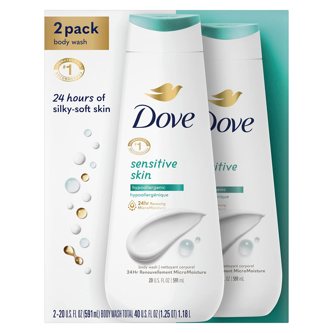 Dove Body Wash Sensitive Skin 2 Count Hypoallergenic And Sulfate Free Body Wash Effectively Washes Away Bacteria While Nourishin