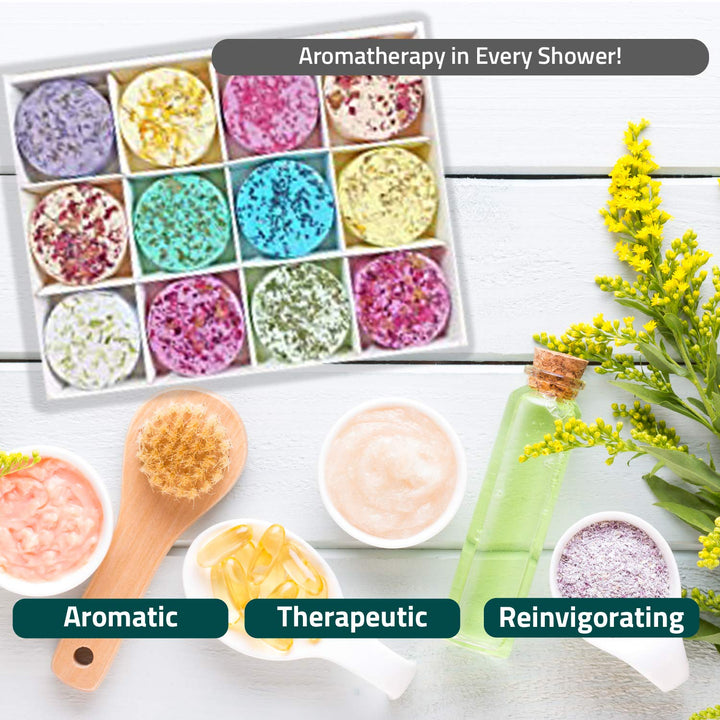 GALVOLT Mystic Set of 12 Shower Bombs - Shower Steamers - Aromatherapy - Essential Oils for Home Spa - Vaporizing Shower Tablets - for Mom and Wife - Perfect Set
