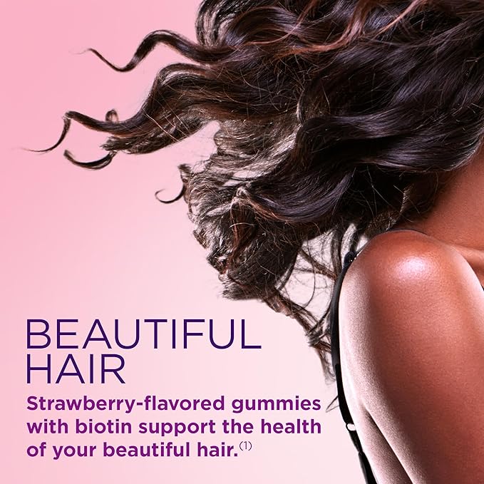 Nature's Bounty Hair, Skin & Nails with Biotin, Strawberry Gummies Vitamin Supplement, Supports Hair, Skin, and Nail Health for Women, 2500 mcg, 140 Ct (Pack of 2)