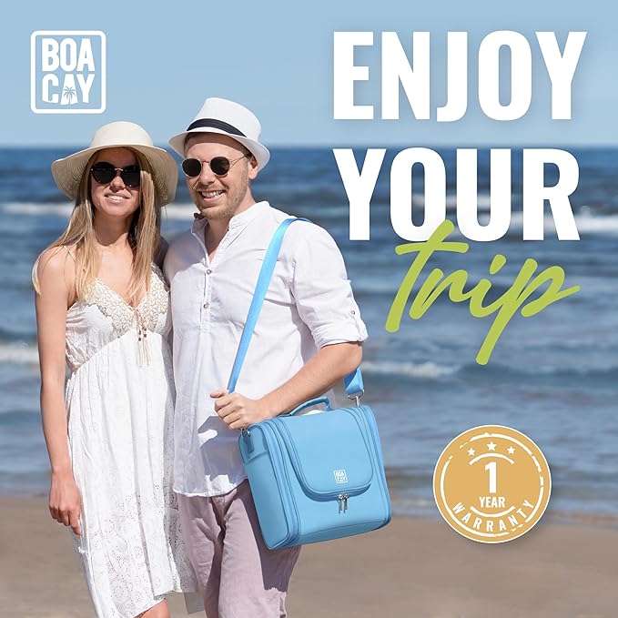 BOACAY Extra Large Hanging Travel Toiletry Bag for Women and Men, Makeup Bag, Bathroom & Shower Organizer Kit for Accessories, Cosmetics, Essentials