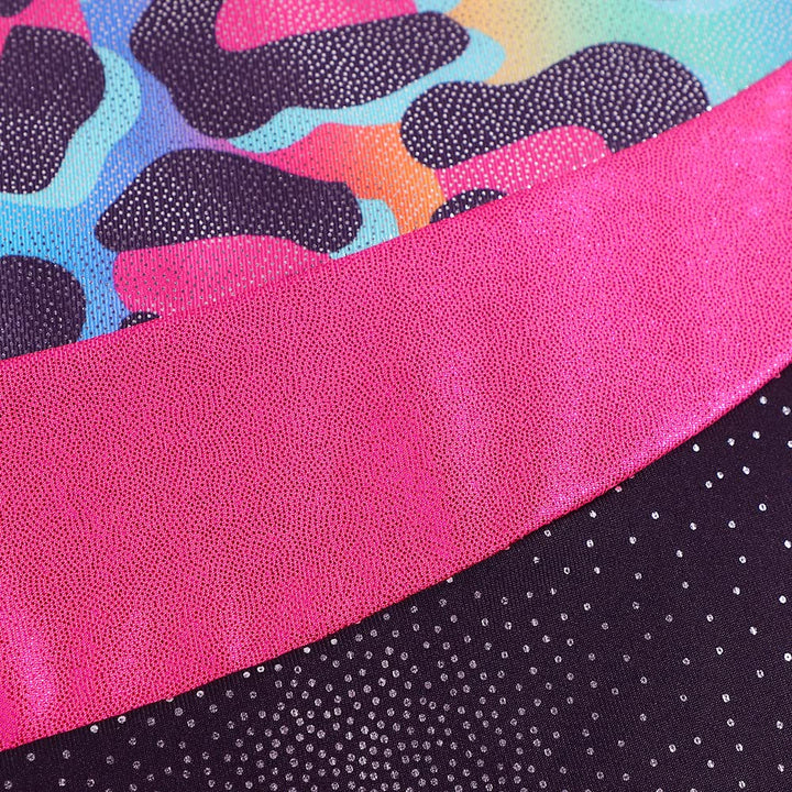 DAXIANG Leotards for Girls Gymnastics with Shorts Leopard Dance Unitards Biketards Pink Purple