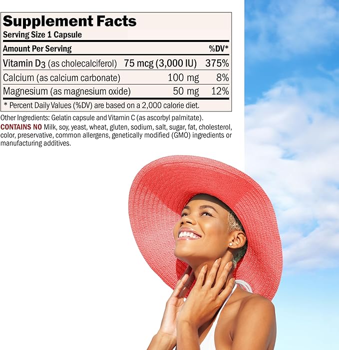 ANDREW LESSMAN Vitamin D3 3000 IU 60 Capsules - High Potency, Essential for Calcium Absorption, Supports Bone Health, Healthy Muscle Function, Immune System, More. Small Easy to Swallow Capsules