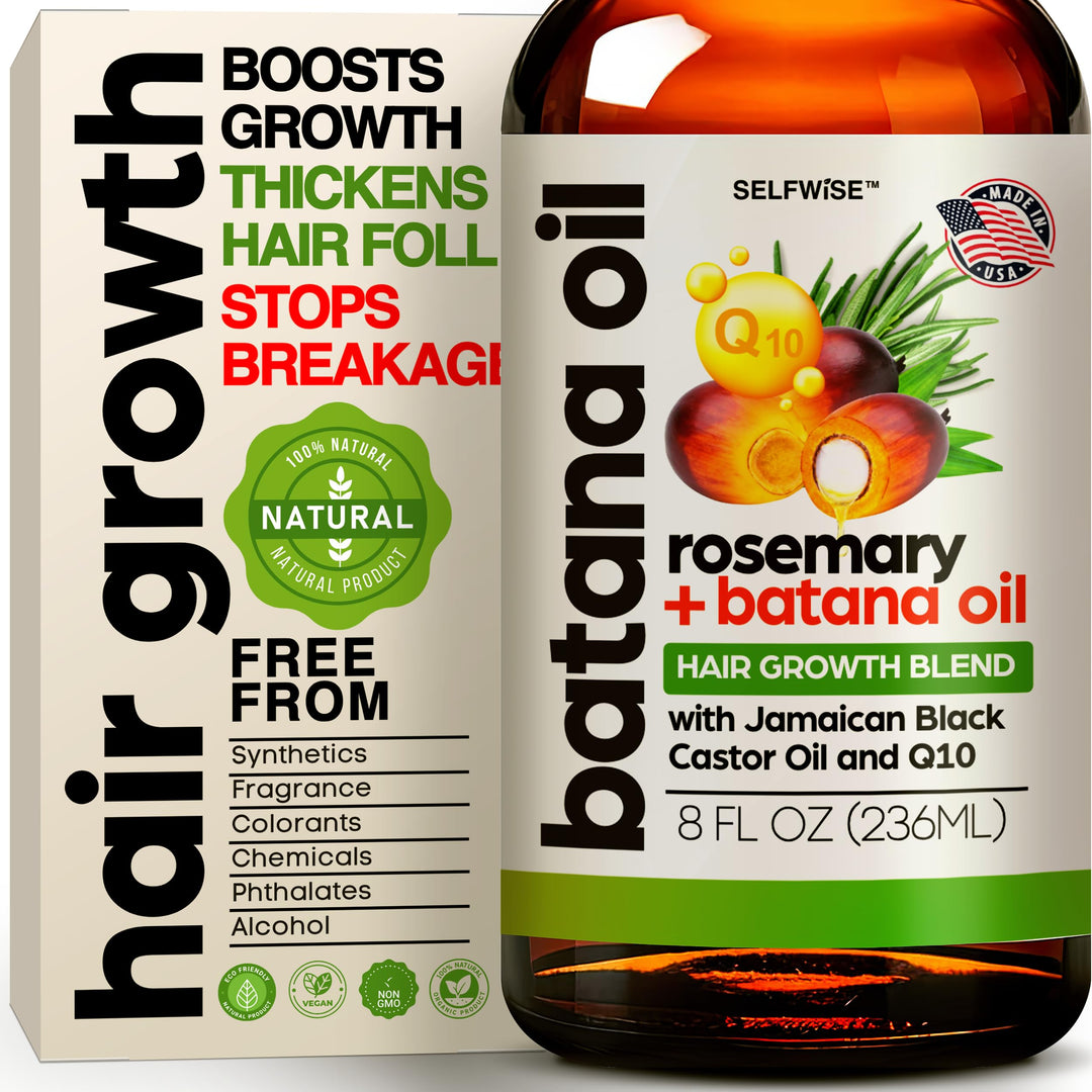 Batana Oil for Hair Growth Oil with Rosemary Castor, 100% Pure, Organic, Cold-Pressed, Unrefined Batana from Honduras by Dr. Sebi - Natural, Vegan, for Strong Roots and Thick Hair, 8oz