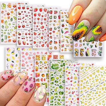 Baoximong 9 Sheets Flower Nail Art Stickers Decals 3D Self-Adhesive Spring Floral Supplies Charming Daisy Leave Peony Accessories for Women Decorations Design