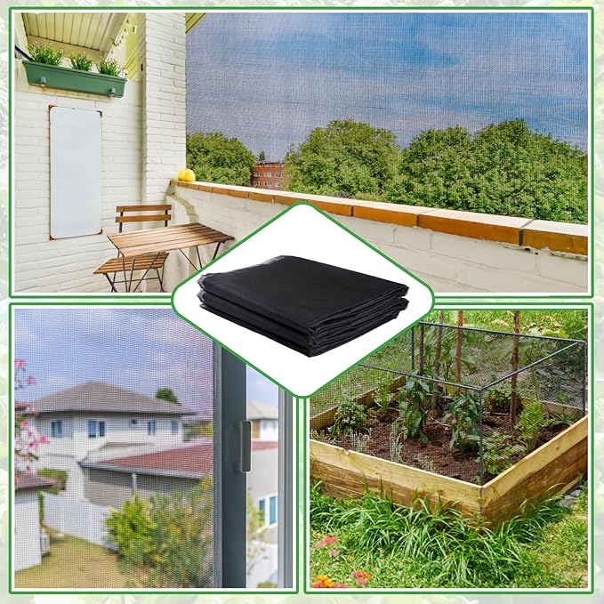 Stronger Garden Mesh Netting - 10 x 12 ft PPT Nano Bird Net Barrier, Mosquito Netting Screen for Outdoor Plants Vegetables Patios Balconies Terraces, Shading Rate 33% (Black)