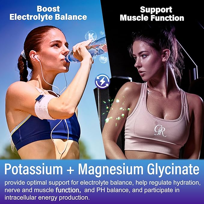 Potassium Magnesium Gummies - Potassium Supplement w/Ashwagandha 200mg, High Absorption Magnesium Glycinate,B6,B12,P-otassium Citrate for Leg Cramps,Muscle,Electroyte for Adults Kids,Sugar-Free,1Pack