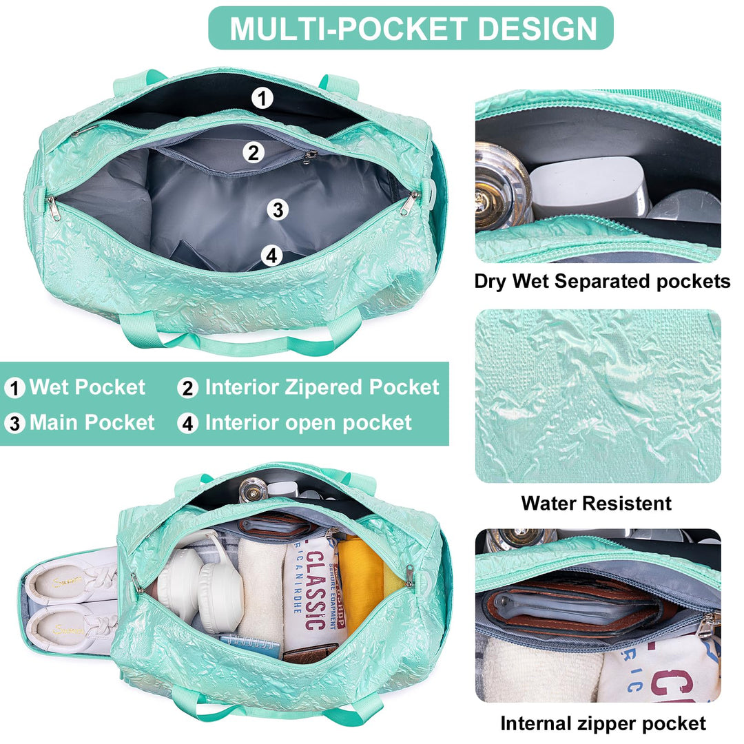 BLUBOON Duffle Bag Girls Kids Cute Gym Bag with Shoes Compartment & Wet Separation Waterproof Sports Overnight Travel Bag