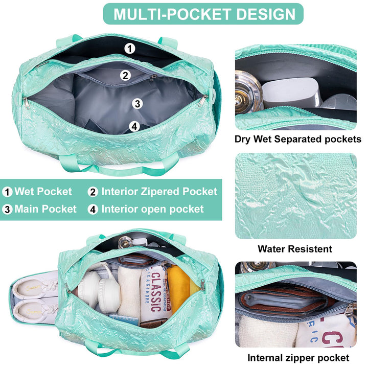 BLUBOON Duffle Bag Girls Kids Cute Gym Bag with Shoes Compartment & Wet Separation Waterproof Sports Overnight Travel Bag