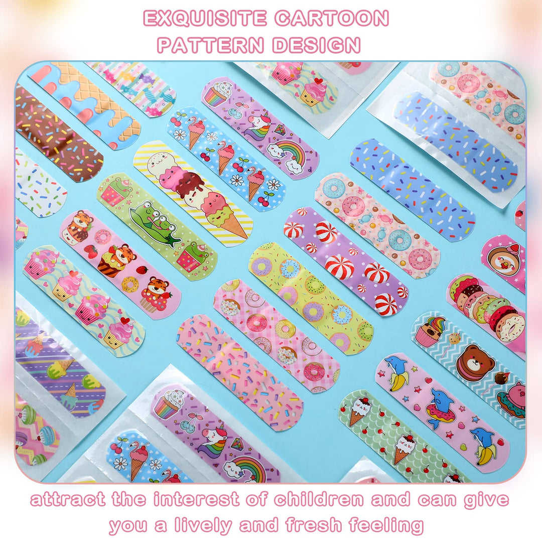 120 Pcs 20 Styles Kids Bandages Bulk Cute Cartoon Flexible Bandages Waterproof Breathable Bandages Strip Protect Cuts and Scrapes for Girls Boys Children Toddlers (Vibrant Style)