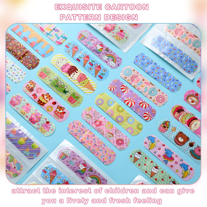 120 Pcs 20 Styles Kids Bandages Bulk Cute Cartoon Flexible Bandages Waterproof Breathable Bandages Strip Protect Cuts and Scrapes for Girls Boys Children Toddlers (Vibrant Style)