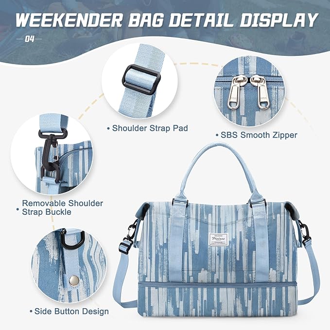 Travel Duffel Bag,Sports Tote Gym Bag,Shoulder Weekender Overnight Bag for Women