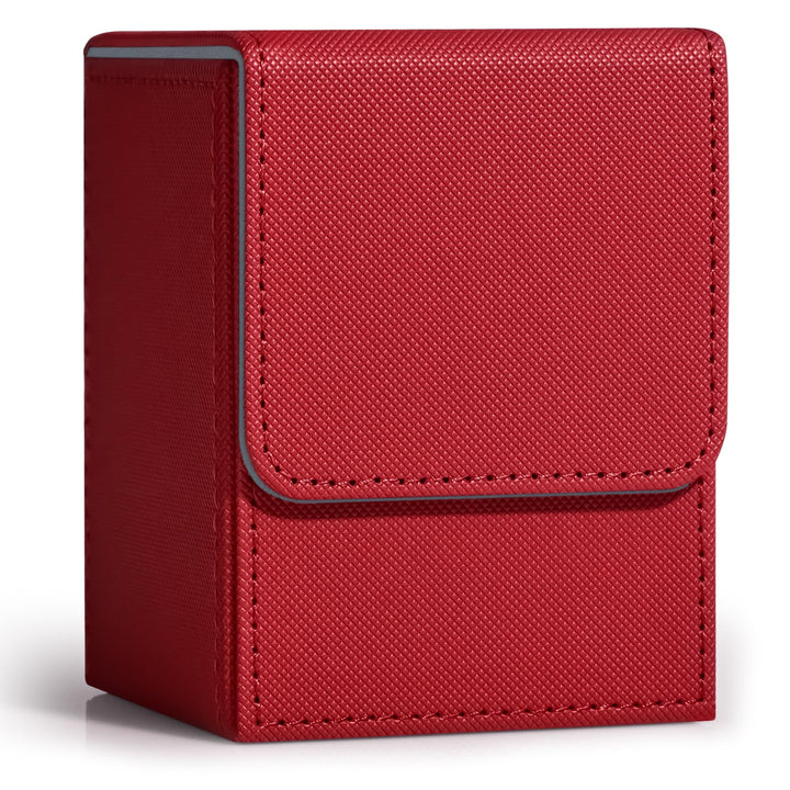 ZLCA Card Deck Box for Trading Cards, MTG YuGiOh Deck Case Holds 100+ Single Sleeved Cards, PU Leather Magnetic Card Storage Box Fits for TCG CCG Magic Game Cards (Red)