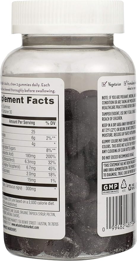 365 by Whole Foods Market, Gummy Elderberry, 60 Count (Pack of 2)