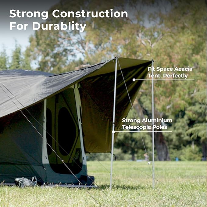 ACACIA Canopy 2-3 Person for Space Acacia Camping System, PU2000 Waterproof Camping Tarp for 4 Season Camping, UPF50+ Sunproof Tent Tarp with 2 Telescoping Poles, Carry Bag, Almond