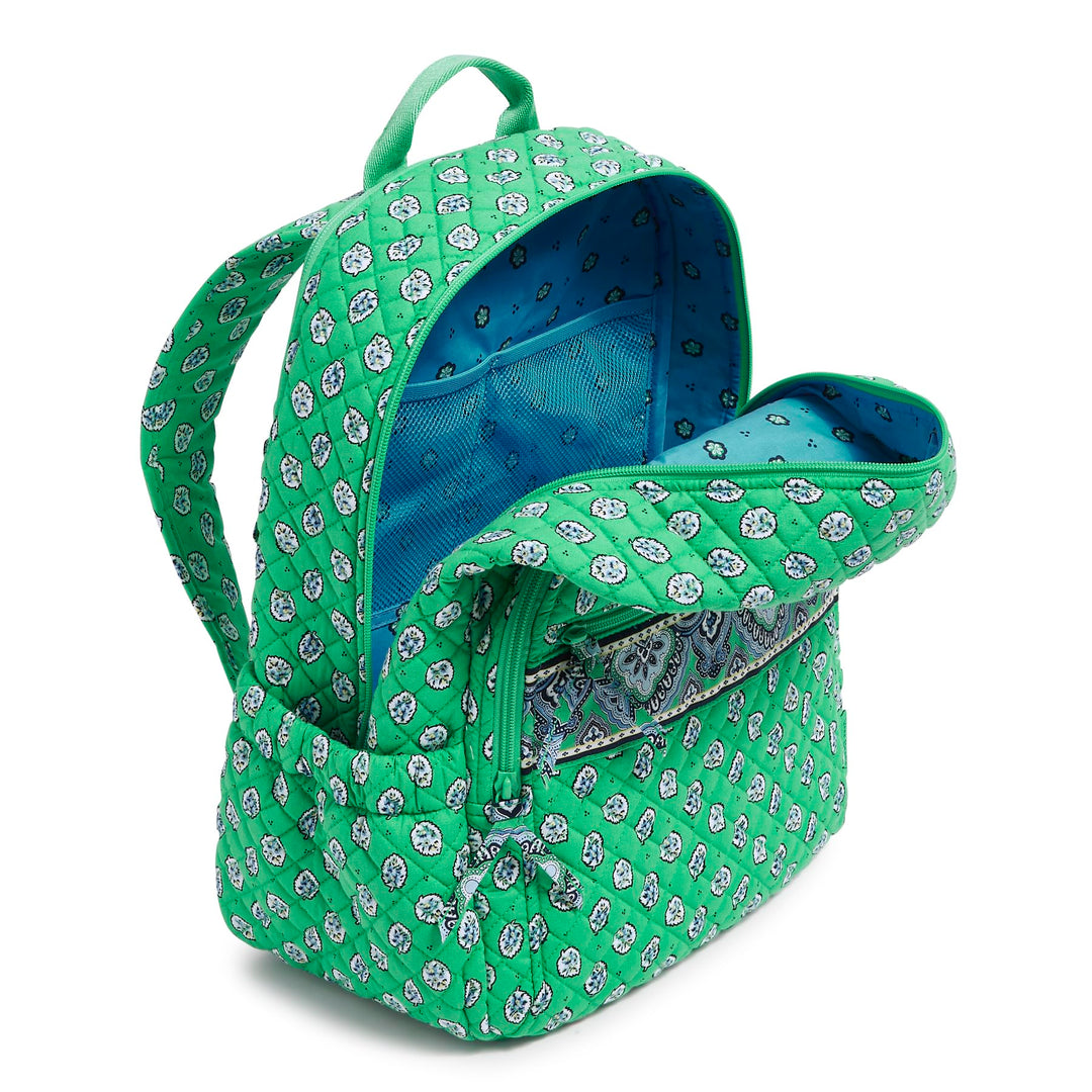 Vera Bradley Cotton Campus Backpack, Garden Green Leaf