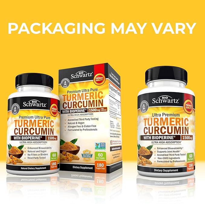 Turmeric Curcumin with Black Pepper Extract 1500mg - High Absorption Ultra Potent Turmeric Supplement with 95% Curcuminoids and BioPerine - Non GMO Tumeric Capsules for Joint Support - 180 Capsules