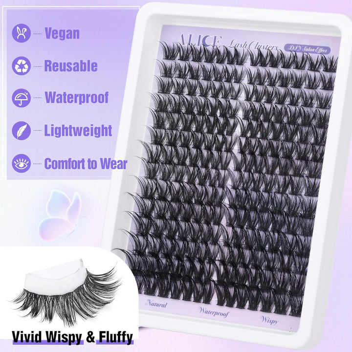 ALICE DIY Natural Lash Clusters | Wispy Anime Cat Eye | 10-16mm, 144 Pcs