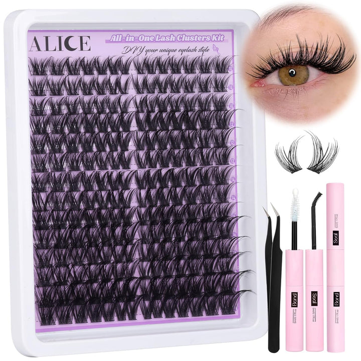 ALICE DIY Natural Lash Clusters | Wispy Anime Cat Eye | 10-16mm, 144 Pcs