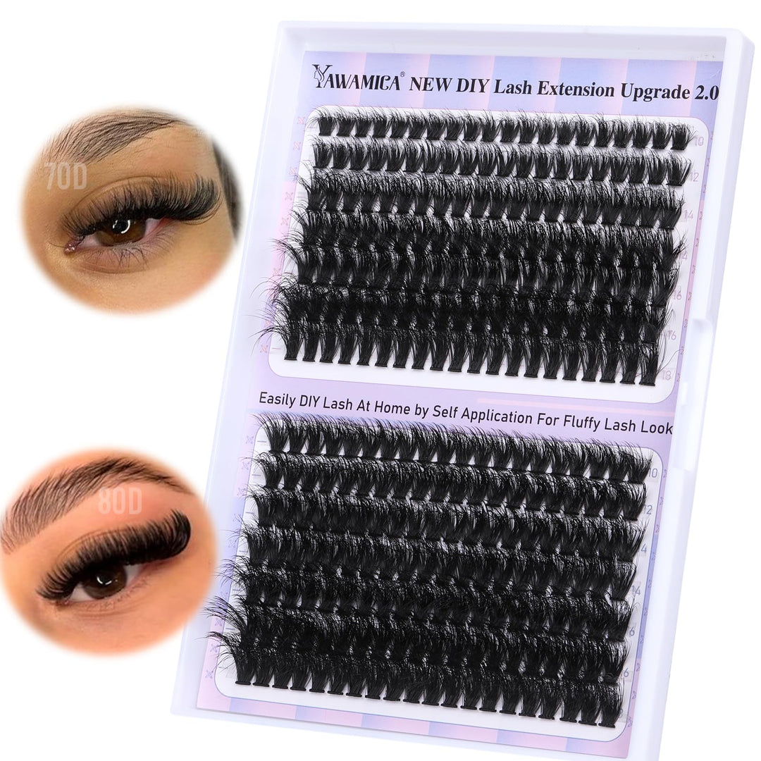 Fluffy Lash Clusters Wispy Volume Individual Lashes 70D+80D Cluster Eyelash Extensions 10-18Mix D Curl Eyelash Clusters 280Pcs D