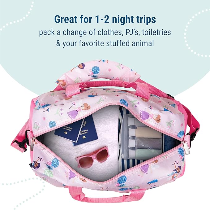 Wildkin Kids Overnighter Duffel Bag – Carry-On Size, Ideal for School & Sleepovers – Fairy Garden