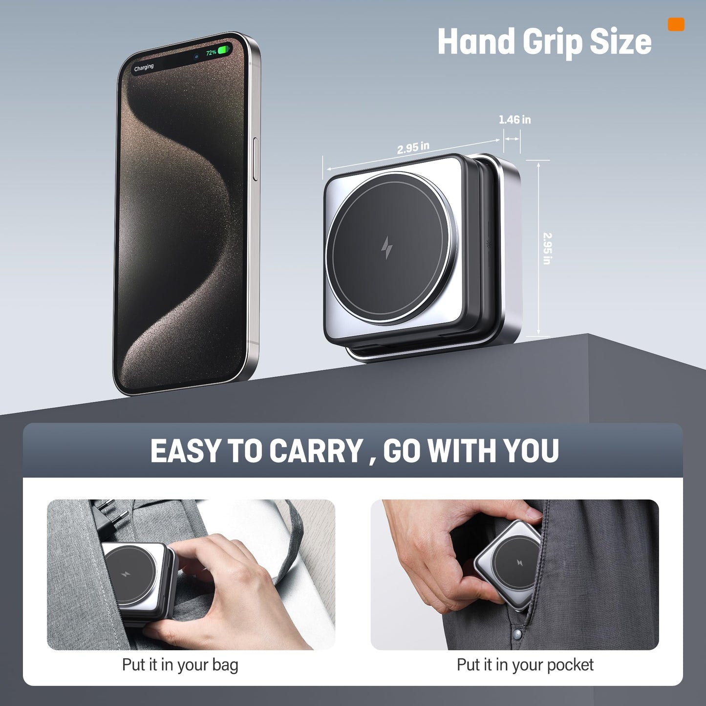 【2025 Upgraded】Magnetic Wireless Charger 3 in 1, Travel Foldable Wireless Charging Station with Night Light for Apple MagSafe Charger, Nightstand Fast 15W Charging Station (20W Adapter)