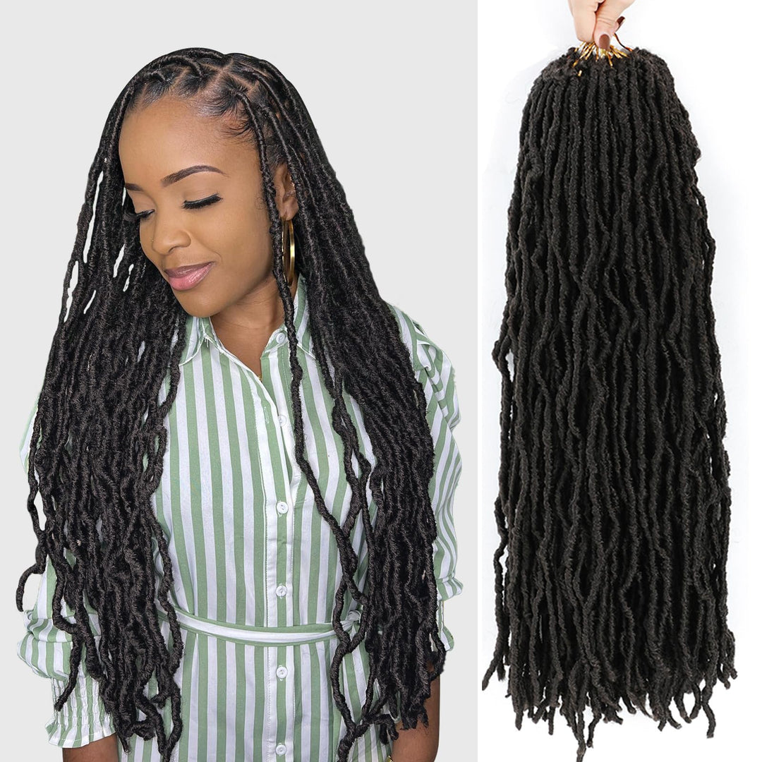 Soft Locs Crochet Hair 22 Inch 7 Packs Pre Looped Faux Locs Crochet Hair For Black Women Butterfly Faux Locs Hair Curly Crochet Loc Extensions(22inch, 7 Packs, 4#)