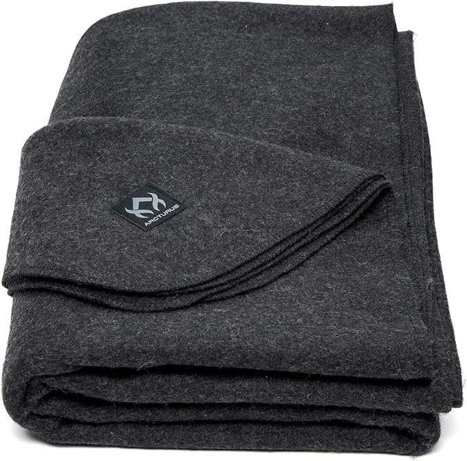 Arcturus Military Wool Blanket - Warm, Thick, Washable - Great for Outdoors, Camping, Stadium Blanket, Picnics, Travel - Car & Bushcraft Survival Kits, Large 64in x 88in 4.5 lb