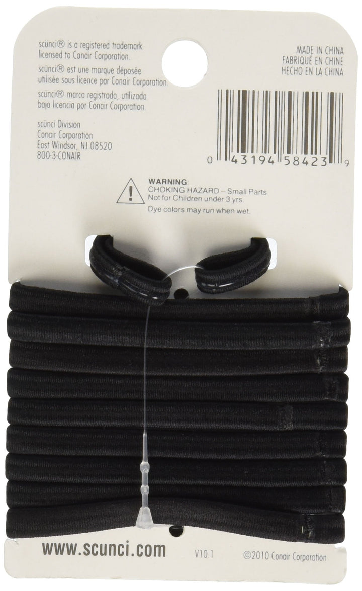 Scunci Large No Slip Elastics, Black, 10 Count (Pack of 1)