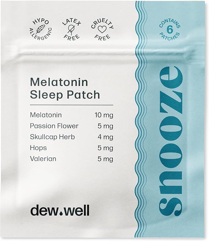 6 Pack Snooze Melatonin Sleep Patches – Wearable, No Latex, Easy to Use – Supports Natural Sleep