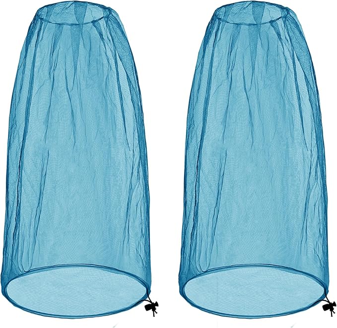 2 Pack Ultra Large Mosquito Net 42x25 Inches Mosquito Head Net Oversized Insect Netting Bug Fits Most Hats for Gardening Hiking Fishing Traveling(Blue)