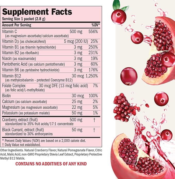 ANDREW LESSMAN Efficient C + Cranberry Benefits 30 Packets - Immune, Energy, Stress and Urinary Tract Support. Reinvention of The Vitamin C Drink. No Calories. No Sugar. No Carbs. Easy to Mix.
