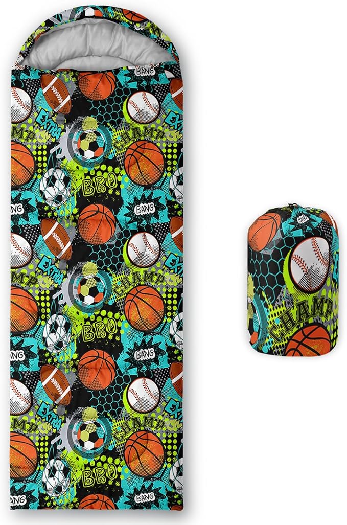 AILONEN Cartoon Fox Camping Sleeping Bag for Boys Girls Adults,Lightweight & Waterproof,3 Season Warm & Cold Weather,Portable,Kawaii Fox Printed Sleeping Bag,Traveling,Camping,Hiking